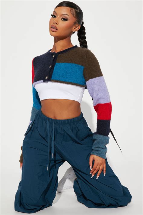 Let Em Know Cropped Colorblock Cardigan Multi Color Fashion Nova