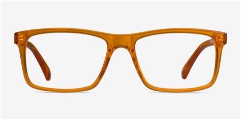 Community Rectangle Clear Orange Full Rim Eyeglasses Eyebuydirect Canada