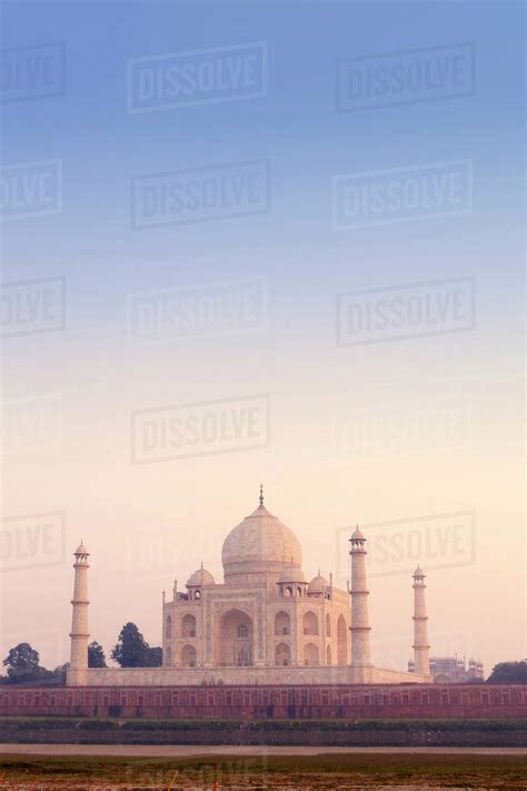 Taj Mahal Under Hazy Sky Agra Uttar Pradesh India Stock Photo