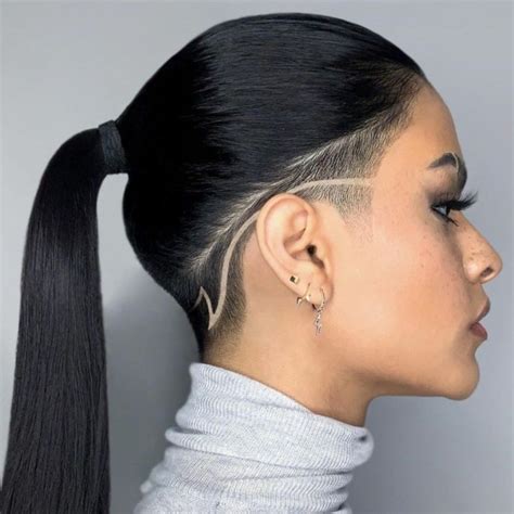 Side Undercut Women Long Hair