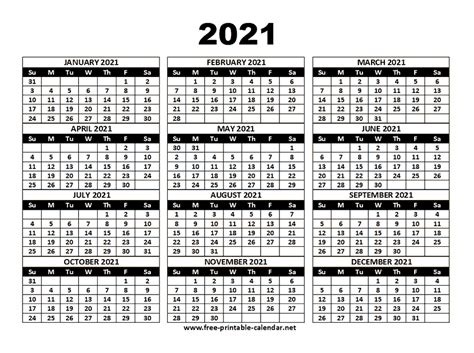 2021 Calendar Template Download Printable Templates