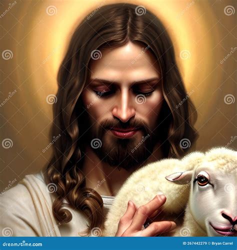 Jesus Christ Holding A Lamb Stock Illustration Illustration Of