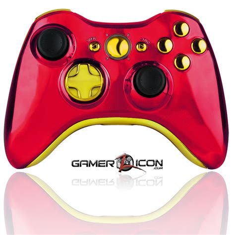 Xbox 360 Modded Controller Chrome Red Iron Man Raptorfire Gamerzicon