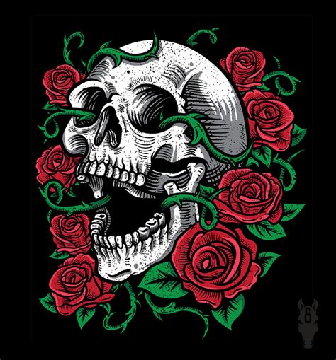 Acrylic Painting Skull Roses Art And Collectibles