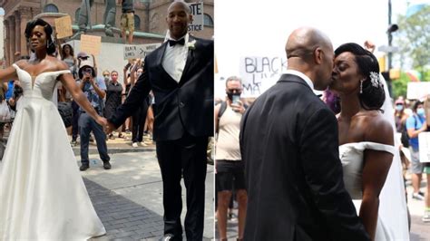 Bride And Grooms Powerful Moment Surrounded By Black Lives Matter