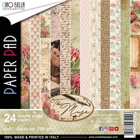 Discontinued Ciao Bella The Muse Double Sided Paper Pack 90lb 6x6 24