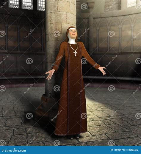 Christian Nun Praying To God Stock Illustration Illustration Of