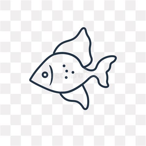 Fish Vector Icon Isolated On Transparent Background Linear Fish Stock