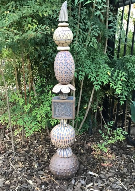 Handmade Pottery Totem Pole Garden Art Etsy