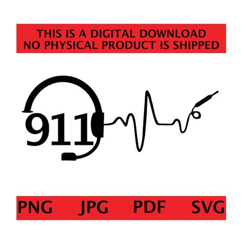 Thin Gold Line 911 Dispatcher Headset Instant Download Etsy