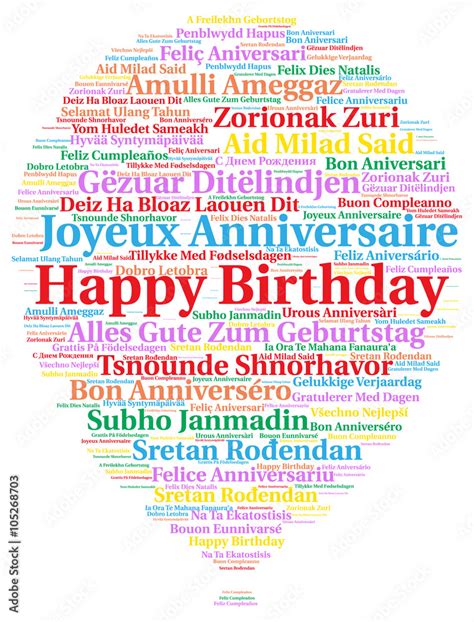 Happy Birthday In Different Languages Stock Illustration Adobe Stock