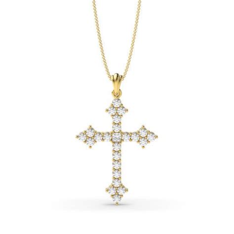 Pave Setting Cluster Platinum And Gold Diamond Cross Necklace Choose