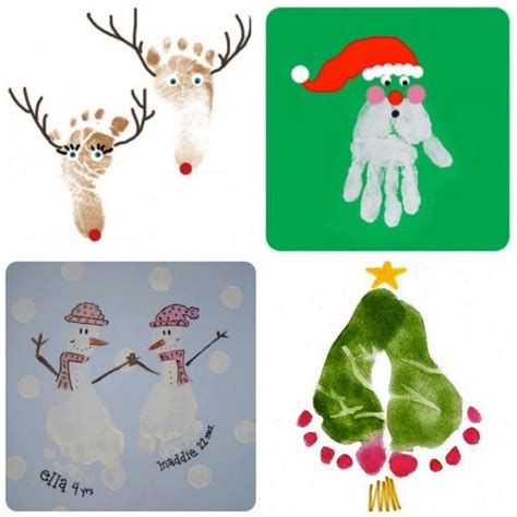 Christmas Card Handprint Christmas Footprint Crafts Christmas Cards