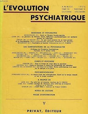L EVOLUTION PSYCHIATRIQUE TOME XLI FASC IV OCT DEC 1976 By