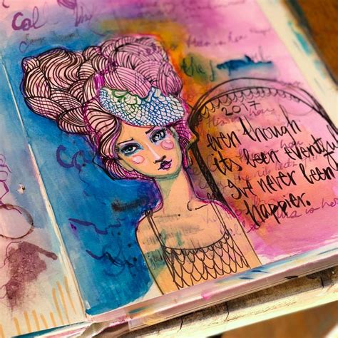 An Art Journal With A Drawing Of A Woman S Face And Words On It