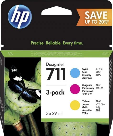 Hp 711 3 Pack 29 Ml Cyanmagentayellow Designjet Ink Cartridges
