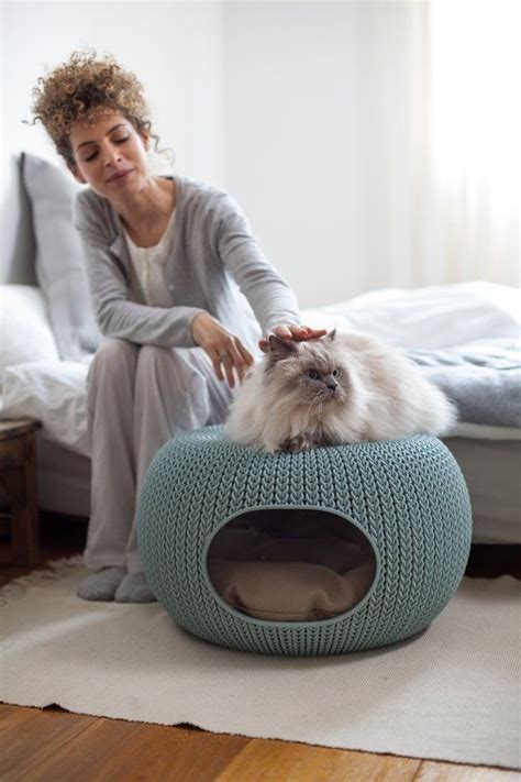 Haledon Knit Cozy Pet Home Cat Bed Designer Cat Beds Heated Cat Bed