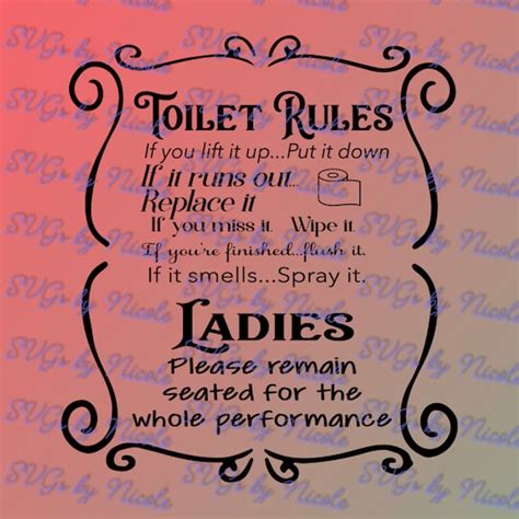 Toilet Rules Ladies Room Svg Etsy