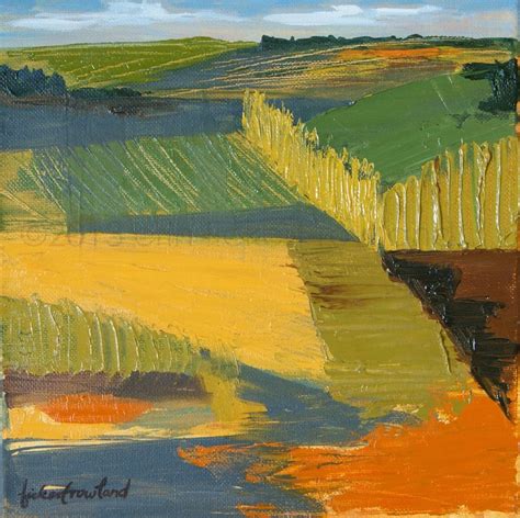 Expressionist Landscape Painting Crop Fields Modern Abstract
