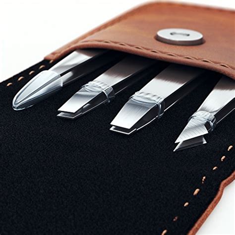 4 piece precision stainless steel eyebrow tweezer kit with pu leather travel case perfect for