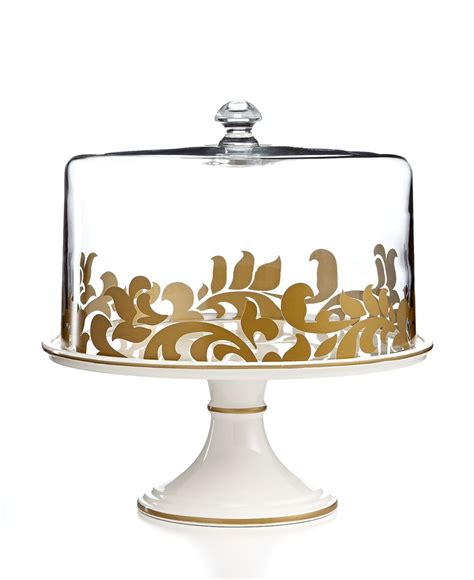Martha Stewart Collection Serveware Lisbon Gold Trim Cake Stand With