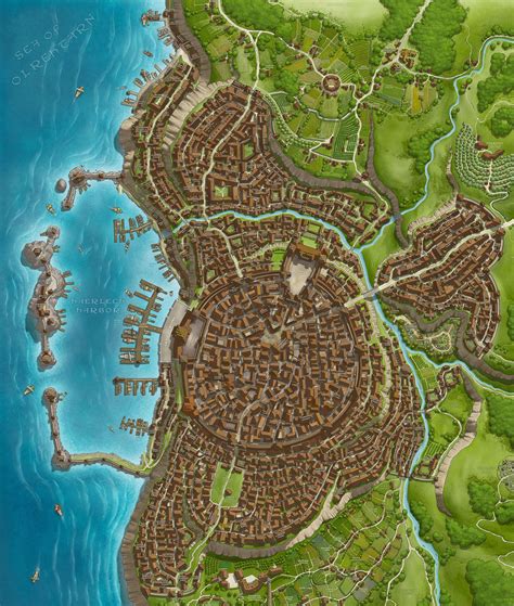 The City Of Haerlech By Sirinkman 50 By Sirinkman Fantasy City Map