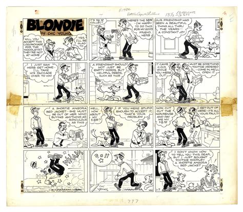 Lot Detail Chic Young Hand Drawn Blondie Sunday Comic Strip From