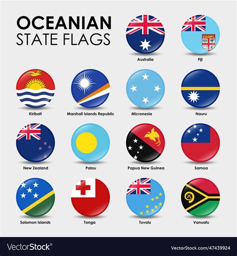 Set Of Oceanian Flags Royalty Free Vector Image