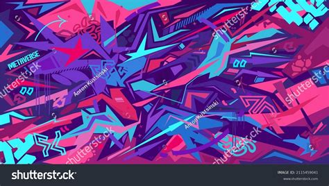 Metaverse Cyber Colorful Abstract Urban Street Stock Vector Royalty