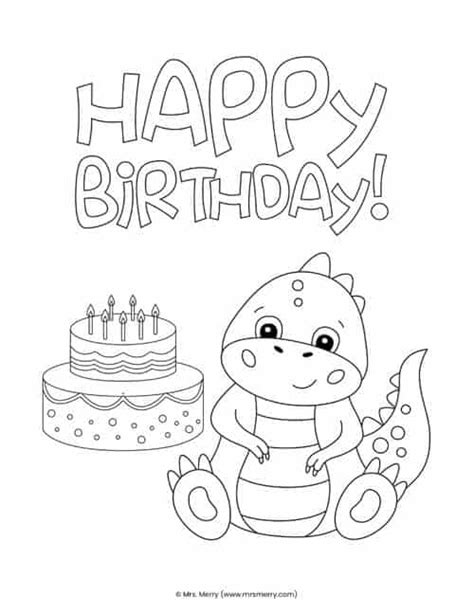 Happy Birthday Dinosaur Free Printable Coloring Page The Art Kit Vlrengbr