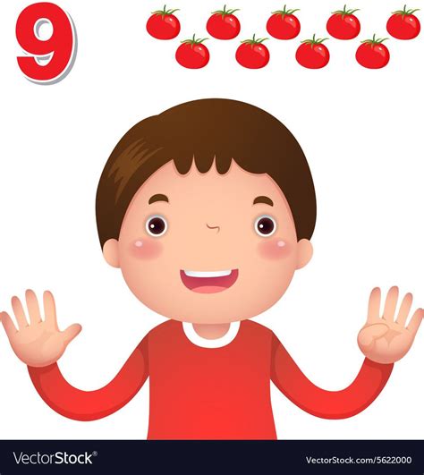 Learn Number And Counting With Kids Hand Showing The Number Nine