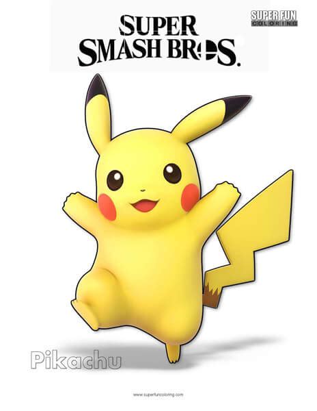 Pikachu Super Smash Bros Coloring Pages