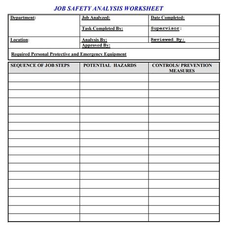 Task Safety Analysis Template Free Word Templates