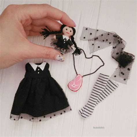 wednesday addams blythe doll clothing ever after high etsy blythe doll costume cloth dolls
