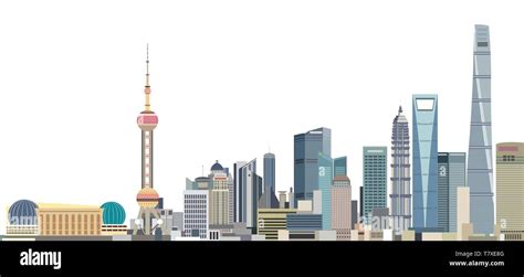 Vector Illustration Of Shanghai City Skyline Stock Vector Image And Art