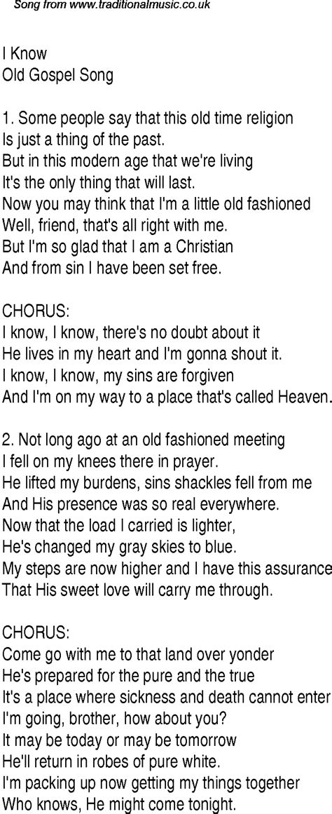 I Know Christian Gospel Song Lyrics And Chords