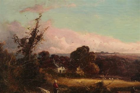 Landscape Oil Painting With Fisherman Late 19th Century Ebth