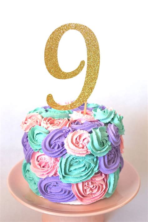 Glitter 9 Cake Topper Nine 9th Birthday 9 Year Wedding Etsy