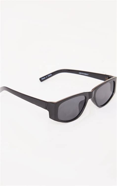 black slimline squareframe sunglasses prettylittlething usa