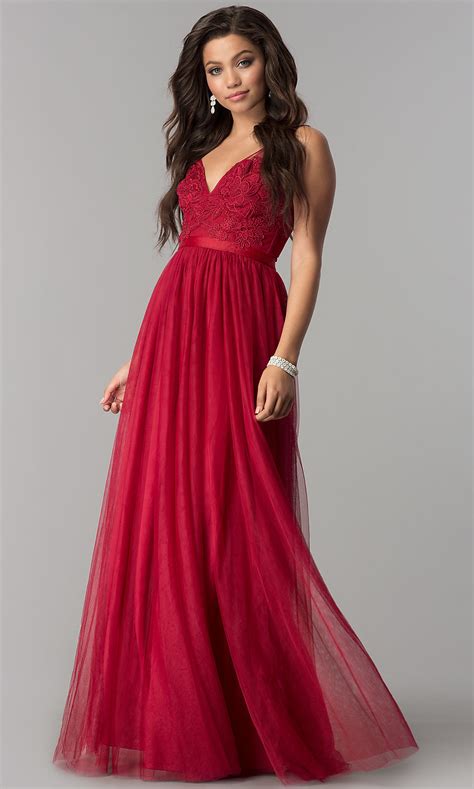 Lace Applique Long Prom Dress With Illusion Bodice