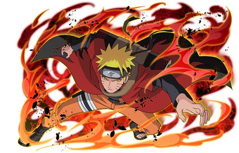 Naruto Is Flying Through The Air With Fire Around Him And His Eyes Are Open