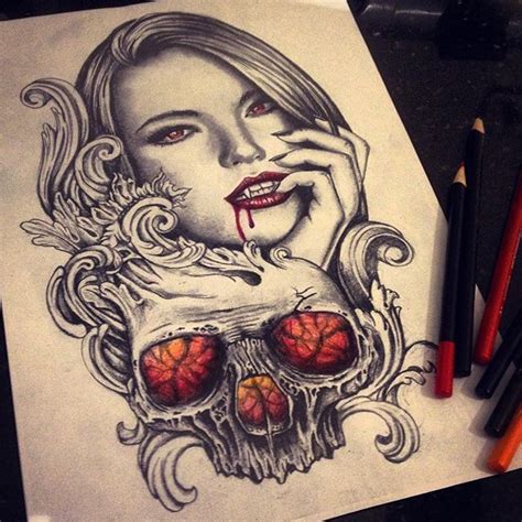 Female Vampire Tattoo Designs