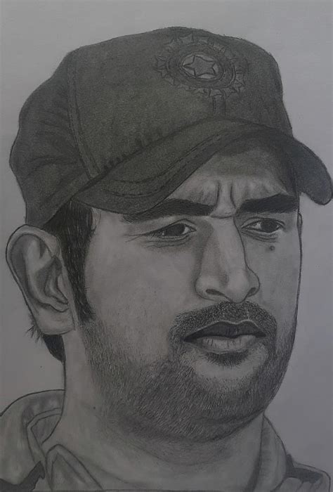 Ms Dhoni Pencil Drawing Drawing By Nathiya T