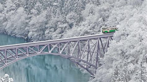 Bing Hd Wallpaper Jan 17 2018 Train Crossing The Tadami River In