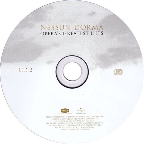 Carátula Cd2 De Nessun Dorma Operas Greatest Hits Portada