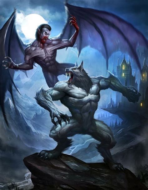 Vampire Vs Werewolf Supranatural Artă