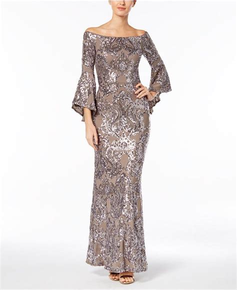 Betsy And Adam Sequined Off The Shoulder Gown Mob Dresses Formal Dresses