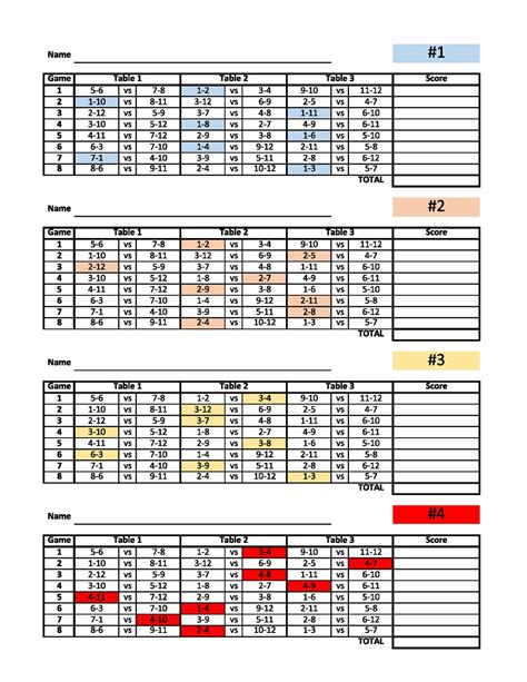 12 Player Euchre Tournament Score Sheet And Rotations Pdf Printable