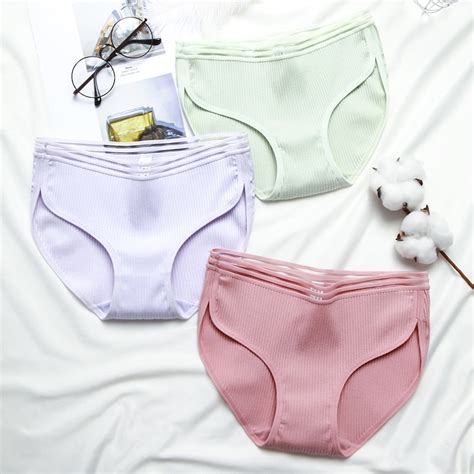 Langsha 3pcslot Women Panties Confort Cotton Underwear Sexy Seamless