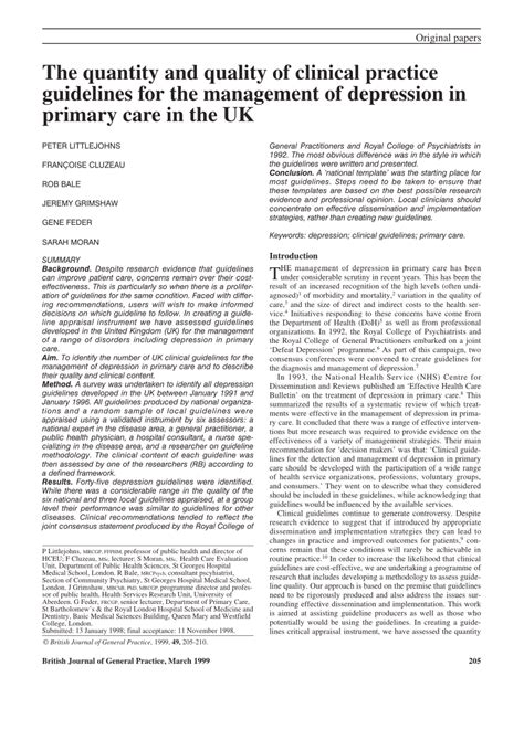 Pdf The Quantity And Quality Of Clinical Practice Guidelines For The Management Of Depression